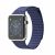 Apple Watch -42mm Stainless Steel Case Bright Blue Leather Loop -Mj452