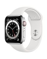 Apple Watch Series 6 GPS + Cellular 44mm Silver Stainless Steel Case with White Sport Band