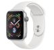 Apple Watch Series 4 GPS 44mm Silver Aluminum Case with White Sport Band -MU6A2AE