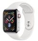 Apple Watch Series 4 GPS + Cellular 40mm Stainless Steel Case with White Sport Band -MTVJ2AE