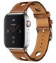 Apple Watch Hermès GPS + Cellular, 44mm Stainless Steel Case with Fauve Grained Barenia Leather Single Tour Rallye -MU9E2AE
