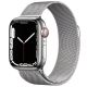 Apple Watch Series 7 GPS + 45 mm Cellular Silver Stainless Steel Case with Silver Milanese Loop