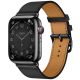 Apple Watch Hermès Series 7 GPS + Cellular Space Black Stainless Steel Case with Noir Single Tour