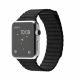 Apple Watch -42mm Stainless Steel Case Black Leather Loop-Mjyp2 -Large