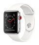 Apple Watch Series 3 (GPS + Cellular) -42mm Stainless Steel Case with Soft White Sport Band-MQK82