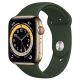 Apple Watch Series 6 GPS + Cellular, 44mm Gold Stainless Steel Case with Cyprus Green Sport Band