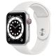 Apple Watch Series 6 GPS + Cellular 44mm Silver Aluminum Case with White Sport Band