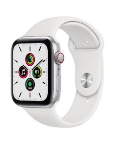 Apple Watch SE GPS + Cellular 44mm Silver Aluminum Case with White Sport Band