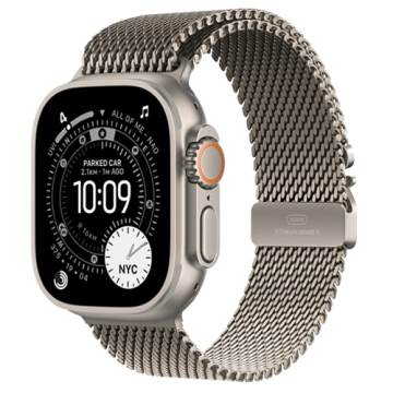 Apple Watch Ultra 3 49mm GPS + Cellular Natural Titanium Case with Milanese Loop - Small