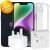 iPhone 14-128GB+Apple EarPods (Lightning Connector)+20w Adapter+Screen Protector+Silicon Case Bundle.!