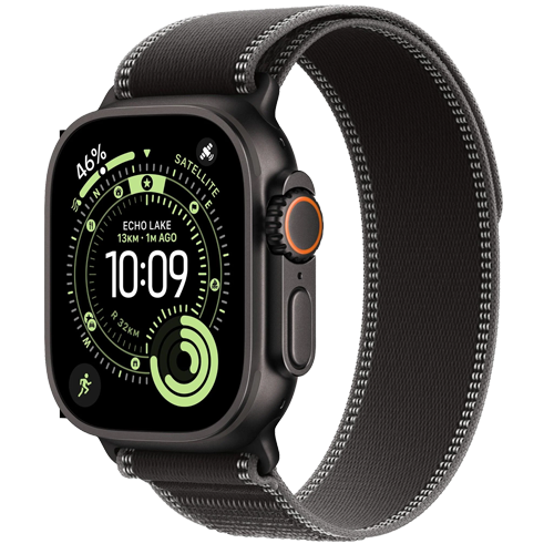 Apple Watch Ultra 3 49mm GPS + Cellular Black Titanium Case with Trail Loop - Small/Medium