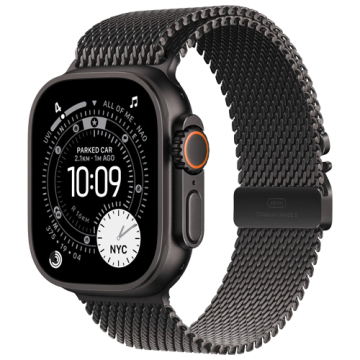 Apple Watch Ultra 3 49mm GPS + Cellular Black Titanium Case with Milanese Loop - Medium