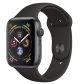 Apple Watch Series 4 GPS 44mm Space Gray Aluminum Case with Black Sport Band -MU6D2AE